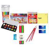 Fatih 9 Parça Okul Boyama Seti Keçeli Kalem ve 12 Renk Pastel Boya ile Renkli Eğlence