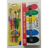 Fatih Akrilik Boya 6 Renk 75ML ve Cem Fırça Seti 4lü
