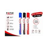 Fatih Beyaz Tahta Kalemi 3'lü Set Mavi Siyah Kırmızı Whiteboard Marker Silinebilir Çok Renkli