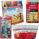 Fatih Boya Seti 12 Renk Suluboya 24 Renk Pastel Boya 24 Renk Keçeli Kalem 50 Parça