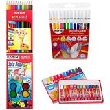 Fatih Boyama Seti - 12 Renk Kuru Boya, 12 Renk Pastel Boya, 12 Renk Sulu Boya, 12 Renk Keçeli Kalem