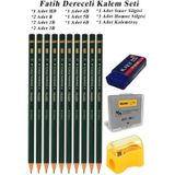 Fatih Dereceli Kalem Seti Karakalem Seti Hb B 2b 3b 4b 5b 6b 13'lü Set Sınav Silgisi Ve Hamur Silgi Kalemtraş