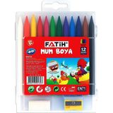 Fatih FA50130CB12RUZ Polymer Crayon Mumboya 12 Renk Uzun Silgi+Kalemtras