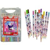 Fatih Hello Kids Jumbo Üçgen Kuru Boya 12 Renk Çantalı Eğlenceli Çizim Seti