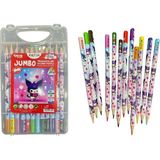 fatih hello kids jumbo üçgen kuru boya kalemi 12 renk çantalı fa18314kb12rtb - Yok