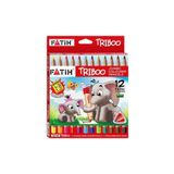Fatih Jumbo Kuruboya Kalemtraş 12 Renk Triboo Jumbo Kuru Boya 12 Renk Karton Kutu Kalemtraş