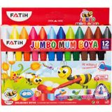 Fatih Jumbo Mum Boya 12 Renk Üçgen Wax Crayon Özellikli Renkli Sanatsal Malzeme - Jumbo Üçgen - Çok Renkli