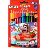 Fatih Jumbo Üçgen Boya Kalemi 12 Renkli Set, Çocuklar İçin Güvenli Kırtasiye Ürünü