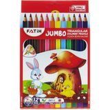 Fatih Jumbo Üçgen Kuru Boya Kalemi 12 Renk Tekil Ürün Türkiye Menşeli Canlı Renkler - Kırmızı - Sarı - 12'li