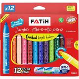 Fatih Jumbo Yıkanabilir Keçeli Boya Kalemi 12 Renk Karton Kutu Sağlığa Zararsız Kalemler