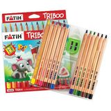 Fatih Kuru Boya Natural Üçgen Jumbo 12 Renk Triboo Tam Boy 33426 Renkli Kırtasiye Ürünü