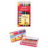 Fatih Kuru Boya + Pastel Boya 12'li Set, Çocuklar İçin