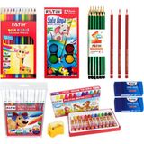 Fatih Okul Kırtasiye Seti 12 Renkli Kuru Boya, Sulu Boya, Pastel Boya ve Keçeli Kalemler ile 12 Parça