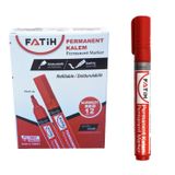Fatih Permanent Markör Kalem Kesik Uç Kırmızı 3440 (12 Li Paket)