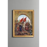 Fatih Sultan Mehmed Han'ın İstanbul'a Girişi - Vintage Desenli Çerçeve - İnce Model, Altın3, 30 x 40