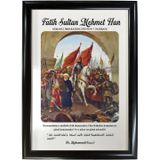 Fatih Sultan Mehmet Han Portre (2)– MDF UV Baskı Siyah Çerçeveli Tablo Sanatsal Modern Duvar Dekoru, 33x43 cm