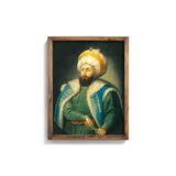 Fatih Sultan Mehmet Portresi - Ahşap Desenli Çerçeve, Kahverengi, 17 x 23, 3646362346410