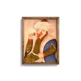 Fatih Sultan Mehmet Portresi - Ahşap Desenli Çerçeve, Kahverengi, 32 x 42, 3646362346415