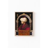 Fatih Sultan Mehmet Portresi - Ahşap Desenli Çerçeve, Naturel, 35 x 50, 3646362353425