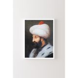 Fatih Sultan Mehmet Portresi - Beyaz Çerçeve, Beyaz, 23 x 32, 3646362357720