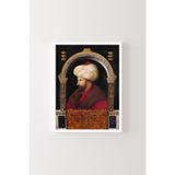 Fatih Sultan Mehmet Portresi - Beyaz Çerçeve, Beyaz, 50 x 70, 3646362353436