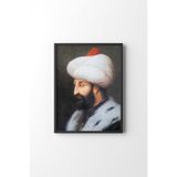 Fatih Sultan Mehmet Portresi - Siyah Çerçeve, Siyah, 35 x 50, 3646362357717