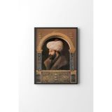 Fatih Sultan Mehmet Portresi - Siyah Çerçeve, Siyah, 50 x 70, 3646362354189