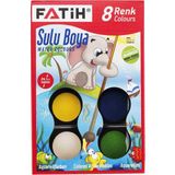 Fatih Sulu Boya 8 Renk 1 Adet 24 mm Tablet Boyalar Çocuklar İçin Güvenli ve Zehirsiz