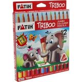 Fatih Triboo Jumbo Kuru Boya 12'li Renkli Kalemler Eğlenceli Çizim İçin Özel Paket
