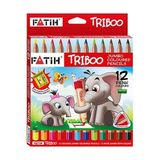 Fatih Triboo Natural Jumbo Tam Boy 12'li Kalemtraşlı Canlı Renkli Kuruboya Kalem Seti