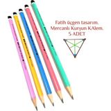 Fatih Üçgen Mercanlı Pastel Renkli Kurşun Kalem 5 Adet