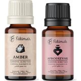 Fatimah 2li Set Uçucu Koku Yağı Difüzör Kurutma Topu Buhurdanlık Yağı Afrodiz Amber 2X10ML
