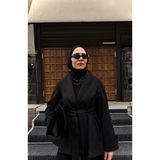 Fatma Atasoy İnce Siyah Midi Ceket Kaban