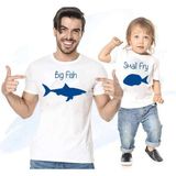 FATMA YILDIZ Design Products Baba Oğul Kız Big Fish Small Fry Tişört (Tekli Üründür Kombin Yapmak Için 2 Adet Sepete Ekleyiniz) - XL - Beyaz