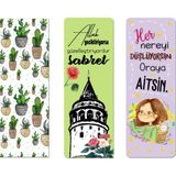 Fatofotofan Kaktüslü Galata Kulesi Mativasyon Sözlü Kitap Ayracı 3'lü Set
