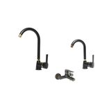FAUMIX Gold Altın Siyah Banyo Lavabo Mutfak Bataryası Musluğu Çeşmesi 3'lü Set