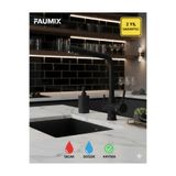 FAUMIX Siyah 3 Yollu Arıtmalı Mutfak Bataryası Sıcak Soğuk Su Çıkışlı Evye Musluğu (2 Yıl Garantili)