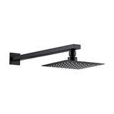Fause Ankastre Borulu Kare Slim Metal 20x20 cm Mat Siyah Duş Başlığı
