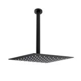 Fause Ankastre Tavandan Duş Başlığı Borulu Kare Slim Metal 30x30 cm (Mat Siyah)