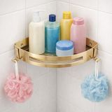 Fause Banyo Köşe Rafı 304 Paslanmaz Çelik 23x23 cm Şampuanlık KBK100 (Fırçalanmış Altın)