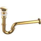 Fause Pop-Up Basmalı Paslanmaz Çelik Metal Lavabo Sifonu Gold KSF101-G - Altın - Renk