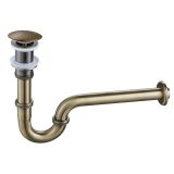 Fause Pop-up Basmalı Paslanmaz Çelik Metal Lavabo Sifonu KSF101 (Antik Eskitme)