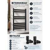 Fause Termorad Alüminyum Havlupan Mat Siyah 50X70 cm + 2 Adet Vana Set - 50 x 70 cm