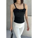 Fav Style Kadın Askılı Straplez Yaka Fiyonk Detaylı Bluz Siyah