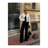 Fav Style Kadın Çift Cepli Crop Denim Ceket Beyaz