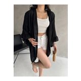 Fav Style Kadın Kolları Volanlı Truvakar Kol Baharlık Hırka Siyah