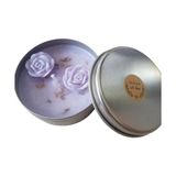 Faveury Lavanta Kokulu Soya Mum – Çiftlerin Özel Anları Için – El Yapımı, Aromaterapi, Metal Kutuda – 30 Saat Yanma Süresi - Çiçek Desenli - Option-1