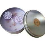 Faveury Lavanta Kokulu Soya Mum – Çiftlerin Özel Anları İçin – El Yapımı, Aromaterapi, Metal Kutuda – 30 Saat Yanma Süresi - Çiçek Desenli