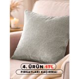 FAVOLLİ Açık Gri Keten Dokulu Şık Dekoratif Kırlent Kılıfı Gizli Fermuarlı Modern Salon Yastığı