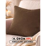 Favolli Açık Kahverengi Keten Dokulu Dekoratif Kırlent Kılıfı, 50x30 cm, Gizli Fermuarlı